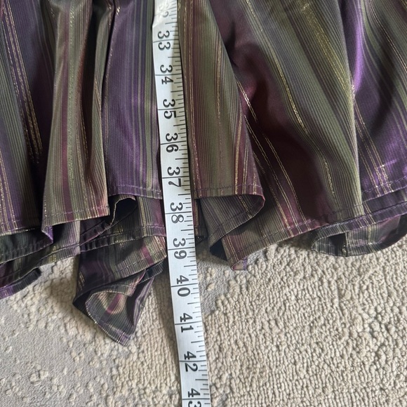 Dressy maxi long skirt tiered ruffle artsy metallic purple green gold large - Picture 6 of 11
